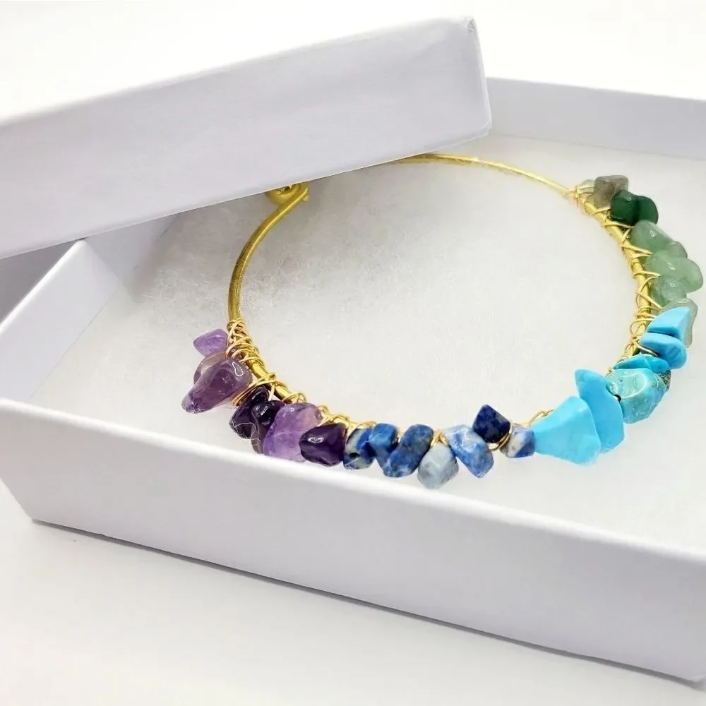 Hand Crafted Natural Chip Bangle Bracelet